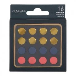 Draeger Paris Magnets 16 Aimants Or, Bleu, Rose