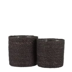 Mica Decorations Jarres Et Cache-pots 2 Cache-pots En Jute Crème H20 -Plantes vertes Soldes 2 cache pots en jonc de mer gris h20