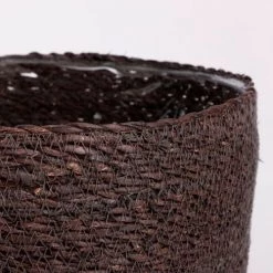 Mica Decorations Jarres Et Cache-pots 2 Cache-pots En Jonc De Mer Gris H20 -Plantes vertes Soldes 2 cache pots en jonc de mer gris h20 3