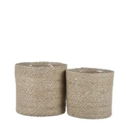 Mica Decorations Jarres Et Cache-pots 2 Cache-pots En Jonc De Mer Gris H20 -Plantes vertes Soldes 2 cache pots en jute creme h20 4