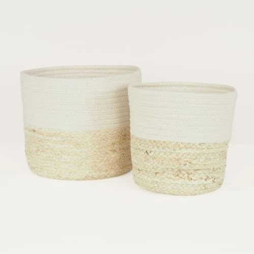 Ligne Déco Jarres Et Cache-pots 2 Cache-Pots Panier Rangement En Fibre Naturelle, D.20/25cm 2 Ligne Déco Jarres Et Cache-pots 2 Cache-Pots Panier Rangement En Fibre Naturelle, D.20/25cm – Image 2