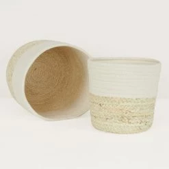 Ligne Déco Jarres Et Cache-pots 2 Cache-Pots Panier Rangement En Fibre Naturelle, D.20/25cm 5 Ligne Déco Jarres Et Cache-pots 2 Cache-Pots Panier Rangement En Fibre Naturelle, D.20/25cm -Plantes vertes Soldes 2 cache pots panier rangement en fibre naturelle d 20 25cm 2