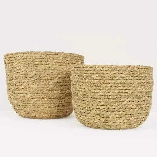 Ligne Déco Jarres Et Cache-pots 2 Cache-Pots Panier Rangement En Fibre Naturelle, D.25/30cm 2 Ligne Déco Jarres Et Cache-pots 2 Cache-Pots Panier Rangement En Fibre Naturelle, D.25/30cm – Image 2