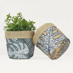Ligne Déco Jarres Et Cache-pots 2 Cache-Pots Plante Panier Rangement En Jute Et Tissu, D.18cm 6 Ligne Déco Jarres Et Cache-pots 2 Cache-Pots Plante Panier Rangement En Jute Et Tissu, D.18cm -Plantes vertes Soldes 2 cache pots plante panier rangement en jute et tissu d 18cm 2
