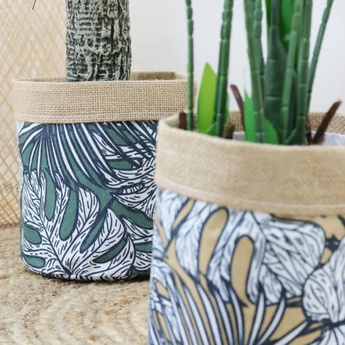 Ligne Déco Jarres Et Cache-pots 2 Cache-Pots Plante Panier Rangement En Jute Et Tissu, D.18cm 4 Ligne Déco Jarres Et Cache-pots 2 Cache-Pots Plante Panier Rangement En Jute Et Tissu, D.18cm – Image 4