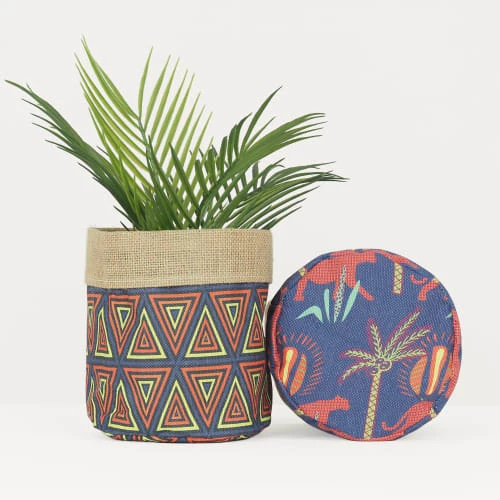 Ligne Déco Jarres Et Cache-pots 2 Cache-Pots Plante Panier Rangement En Jute Et Tissu, D.18cm 4 Ligne Déco Jarres Et Cache-pots 2 Cache-Pots Plante Panier Rangement En Jute Et Tissu, D.18cm – Image 4