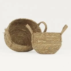 Ligne Déco Jarres Et Cache-pots 2 Cache-Pots Plante Panier Rangement Jonc Tressé, D.20/25cm -Plantes vertes Soldes 2 cache pots plante panier rangement jonc tresse d 20 25cm 2