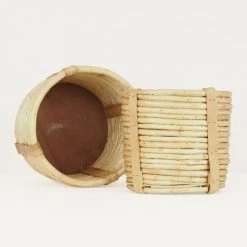 Ligne Déco Jarres Et Cache-pots 2 Cache-Pots Plante Panier Rangement Rotin Tressé, D.16/19cm -Plantes vertes Soldes 2 cache pots plante panier rangement rotin tresse d 16 19cm 2