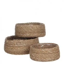 Mica Decorations Jarres Et Cache-pots 3 Cache-pots En Jonc De Mer Marron Clair H10