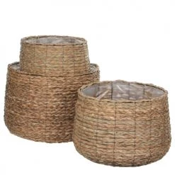 Mica Decorations Jarres Et Cache-pots 3 Cache-pots En Jonc De Mer Marron Clair H32