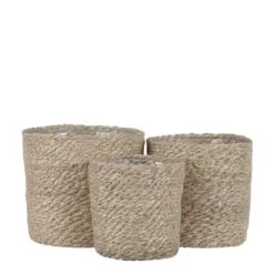 Mica Decorations Jarres Et Cache-pots 3 Cache-pots En Jute Crème H16 -Plantes vertes Soldes 3 cache pots en jute creme h16 3