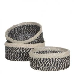 Mica Decorations Jarres Et Cache-pots 3 Cache-pots En Jute Noir H13
