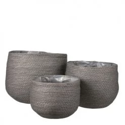Mica Decorations Jarres Et Cache-pots 3 Cache-pots En Papier Gris H24