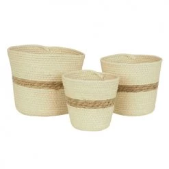 Ligne Déco Jarres Et Cache-pots 3 Cache-Pots Panier Rangement En Fibre Naturelle, D.16/20/25cm