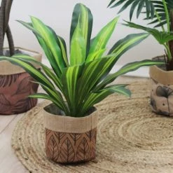 Ligne Déco Jarres Et Cache-pots 3 Cache-Pots Plante Panier Rangement Jute Et Tissu D.18/20/22cm -Plantes vertes Soldes 3 cache pots plante panier rangement jute et tissu d 18 20 22cm 3