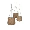 Mica Decorations Jarres Et Cache-pots 3 Cache-pots Suspendu En Jonc De Mer Marron Clair H90