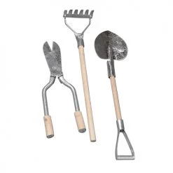 Youdoit Décoration De Jardin 3 Mini Outils De Jardin Métal-bois 9-13cm