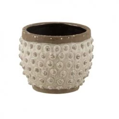 LANADECO Jarres Et Cache-pots Cache-pot Bord Pointu Céramique Blanc Et Gris