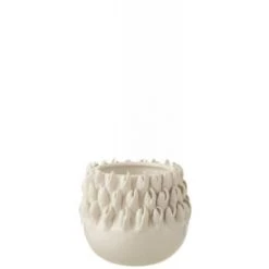 LANADECO Jarres Et Cache-pots Cache-pot Céramique Blanc H14,5cm -Plantes vertes Soldes cache pot ceramique blanc h14 5cm 2