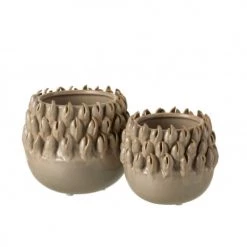 LANADECO Jarres Et Cache-pots Cache-pot Céramique Gris H14,5cm -Plantes vertes Soldes cache pot ceramique gris h14 5cm 3