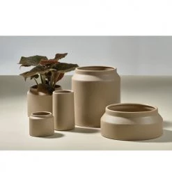 Villa Collection Jarres Et Cache-pots Cache Pot Cylindrique En Argile Beige Sable -Plantes vertes Soldes cache pot cylindrique en argile beige sable 3