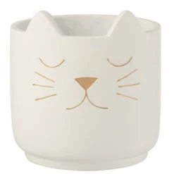 Jolipa Jarres Et Cache-pots Cache Pot De Fleurs Chat Blanc H19cm