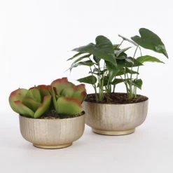 House Of Seasons Jarres Et Cache-pots Cache-pot En Aluminium Champagne D26 -Plantes vertes Soldes cache pot en aluminium champagne d26 2