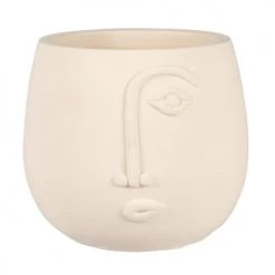 Maisons Du Monde Jarres Et Cache-pots Cache-pot En Ciment Blanc Motif Visage Sculpté H15