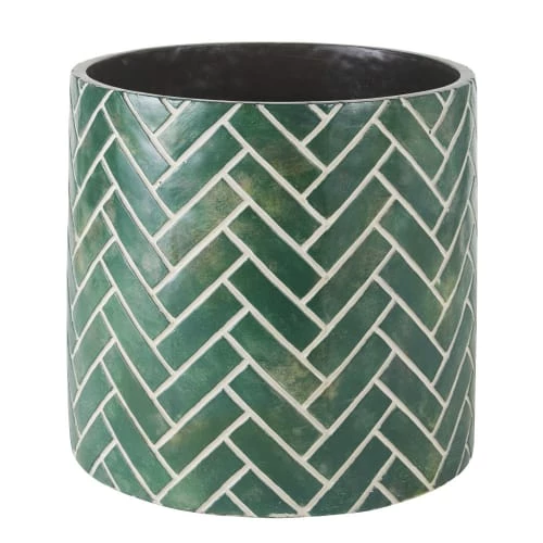 Maisons Du Monde Jarres Et Cache-pots Cache-pot En Ciment Vert Et Motifs Blancs H36 1 Maisons Du Monde Jarres Et Cache-pots Cache-pot En Ciment Vert Et Motifs Blancs H36