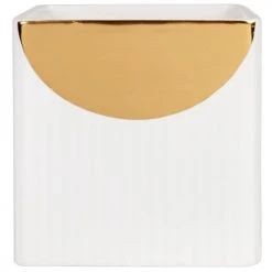 Maisons Du Monde Jarres Et Cache-pots Cache-pot En Dolomite Blanche Et Dorée H16