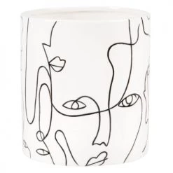 Maisons Du Monde Jarres Et Cache-pots Cache-pot En Dolomite Blanche Motifs Visages H16