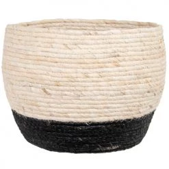 Maisons Du Monde Jarres Et Cache-pots Cache-pot En Fibre Végétale Beige Et Noir H27