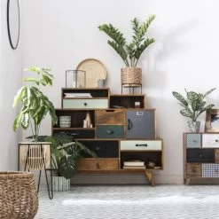 Maisons Du Monde Jarres Et Cache-pots Cache-pot En Fibre Végétale Et Pied En Métal Noir H30 -Plantes vertes Soldes cache pot en fibre vegetale et pied en metal noir h30 1000 16 33 191708 3