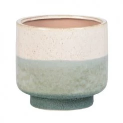 Maisons Du Monde Jarres Et Cache-pots Cache-pot En Grès Beige Et Bleu H18