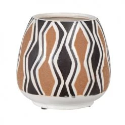 Maisons Du Monde Jarres Et Cache-pots Cache-pot En Grès Marron, Blanc Et Noir H14
