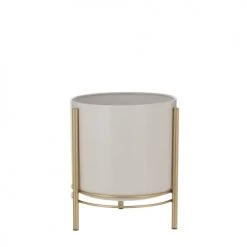 Mica Decorations Jarres Et Cache-pots Cache-pot En Métal Blanc Et Doré