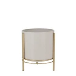 Mica Decorations Jarres Et Cache-pots Cache-pot En Métal Blanc Et Doré -Plantes vertes Soldes cache pot en metal blanc et dore 5