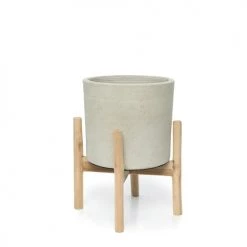 Bazar Bizar Jarres Et Cache-pots Cache-pot En Terracotta Et Bois Gris Et Naturel H36