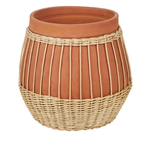Maisons Du Monde Jarres Et Cache-pots Cache-pot En Terre Cuite Et Osier Tressé H30 1 Maisons Du Monde Jarres Et Cache-pots Cache-pot En Terre Cuite Et Osier Tressé H30