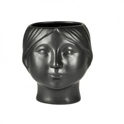 Villa Collection Jarres Et Cache-pots Cache-pot Forme Visage En Argile Noir