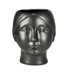 Villa Collection Jarres Et Cache-pots Cache-pot Forme Visage En Argile Noir