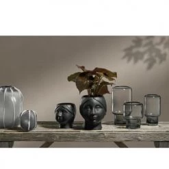 Villa Collection Jarres Et Cache-pots Cache-pot Forme Visage En Argile Noir -Plantes vertes Soldes cache pot forme visage en argile noir 6