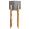 Beliani Jarres Et Cache-pots Cache-pot Gris Avec Support En Bois Carré 30x30x95cm