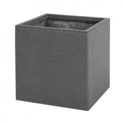 Beliani Jarres Et Cache-pots Cache-pot Gris Avec Support En Bois Carré 30x30x95cm -Plantes vertes Soldes cache pot gris avec support en bois carre 30x30x95cm 2
