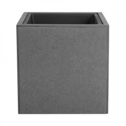 Beliani Jarres Et Cache-pots Cache-pot Gris Avec Support En Bois Carré 30x30x95cm -Plantes vertes Soldes cache pot gris avec support en bois carre 30x30x95cm 3