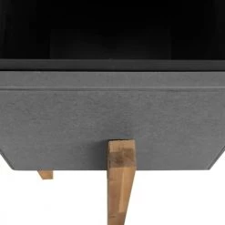 Beliani Jarres Et Cache-pots Cache-pot Gris Avec Support En Bois Carré 30x30x95cm -Plantes vertes Soldes cache pot gris avec support en bois carre 30x30x95cm 4