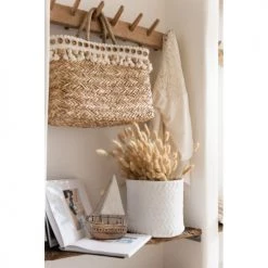 LANADECO Jarres Et Cache-pots Cache-pot Imitation Tissage Ciment Blanc H23cm -Plantes vertes Soldes cache pot imitation tissage ciment blanc h23cm 2