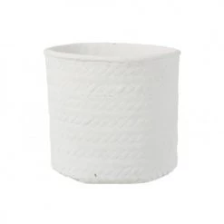 LANADECO Jarres Et Cache-pots Cache-pot Imitation Tissage Ciment Blanc H23cm