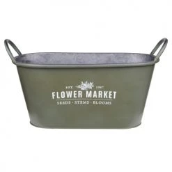 Stof Jarres Et Cache-pots Cache-pot Kaki En Métal Aspect Zinc L35cm