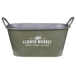 Stof Jarres Et Cache-pots Cache-pot Taupe En Métal Aspect Zinc L35cm -Plantes vertes Soldes cache pot kaki en metal aspect zinc l35cm